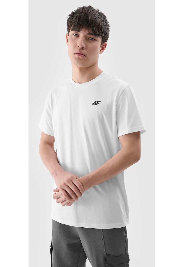 4F Tricou barbatesti normal - bumbac 100% - alb - maneca scurta
