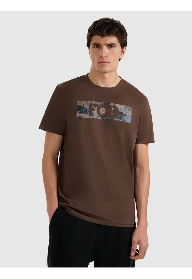 4F Tricou barbati bumbac - culoare maro