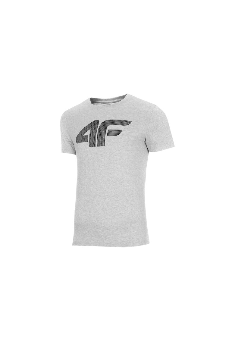 4F Tricou barbati - Bumbac - Imprimeu logo - Gri - Masura - Gri