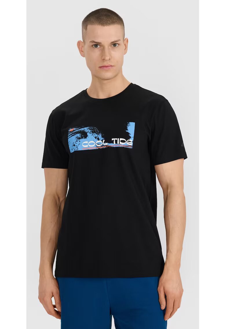 4F Tricou Barbati "Cool Tide" Bumbac Negru - Regular Fit - 180gsm - Casual & Sportstyle