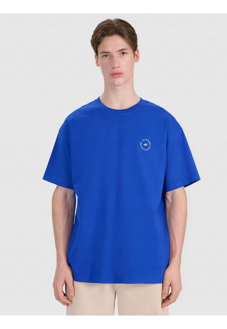 4F Tricou barbati croiala supradimensionata - 100% bumbac - albastru