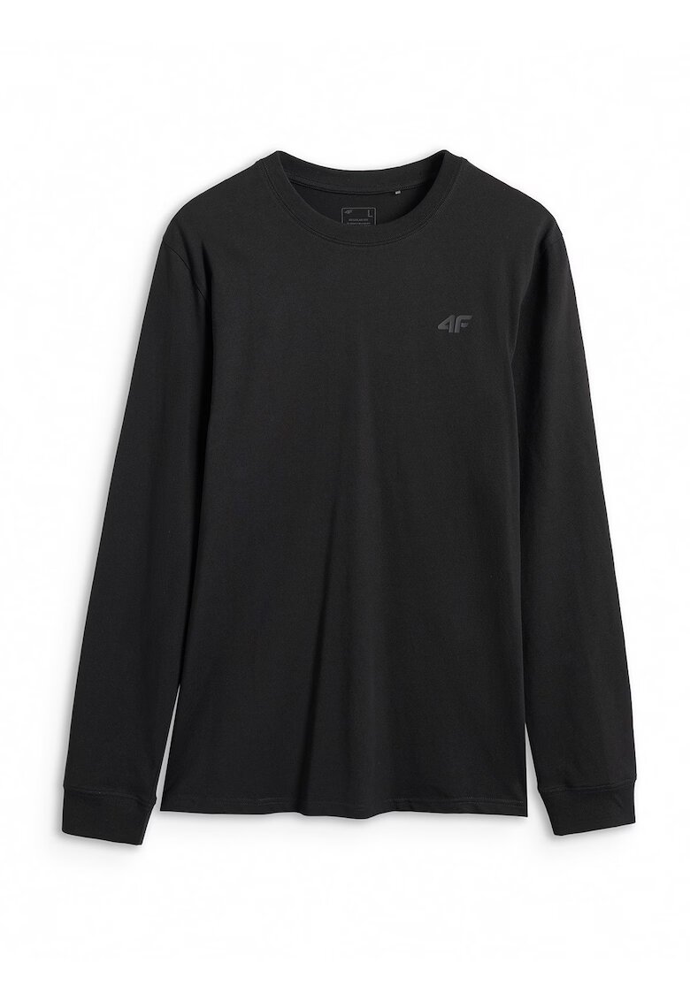 4F Tricou Barbati Longsleeve Negru Intens - 100% Bumbac - Regular Fit - 200 gsm - Sportstyle - Marimi S-XXL -