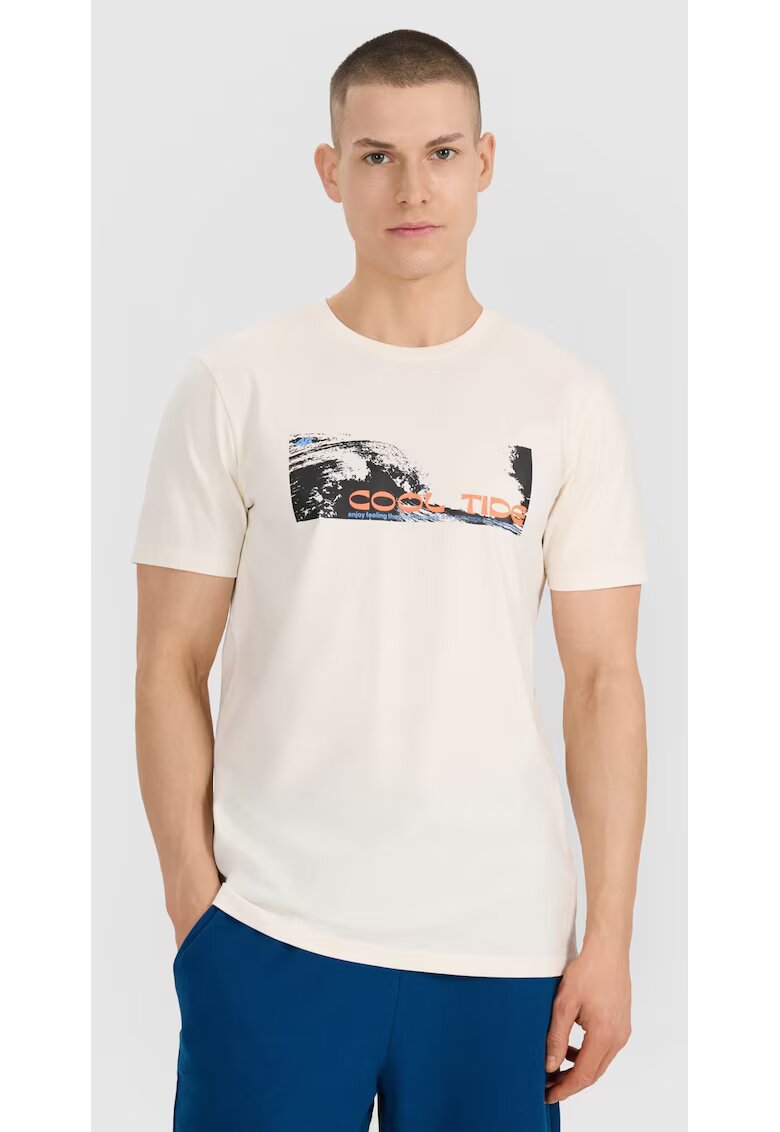 4F Tricou Barbati Regular "Cool Tide" - Alb Ecru - Bumbac 100% - Casual-Sportstyle - Marimi S-XXL