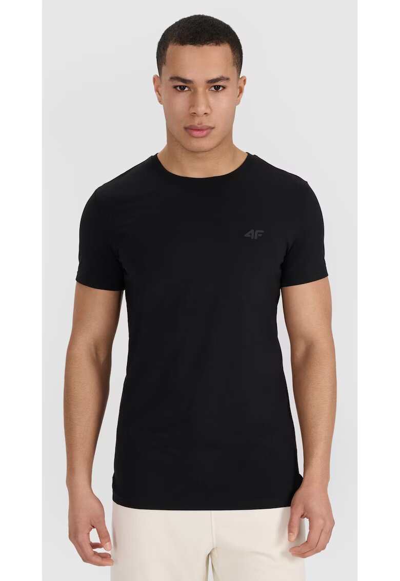 4F Tricou barbati set de 2 - slim fit - negru - 95% bumbac