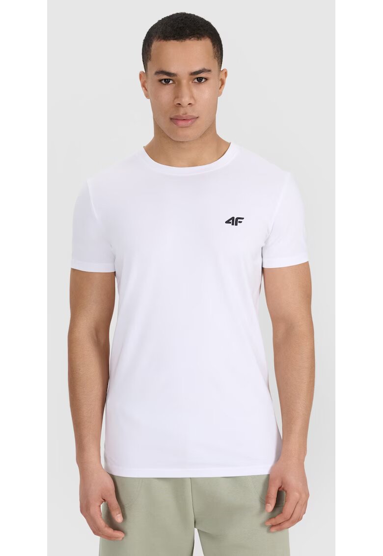 4F Tricou barbati slim fit - pachet de 2 - alb - bumbac