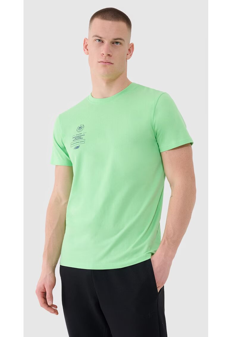 4F Tricou Barbati SportStyle Verde Bumbac 100% Marimi S-3XL - Imprimeu Atletism All-Around - Regular Fit