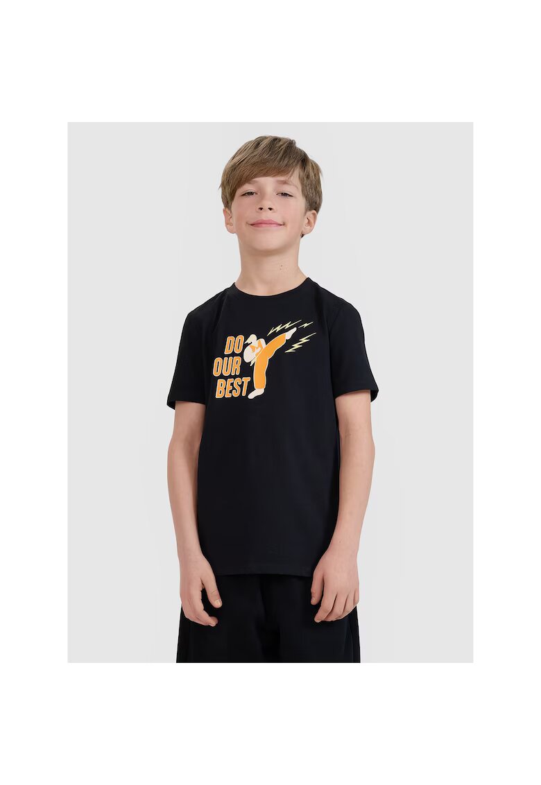 4F Tricou copii JRSS25TTSHM2643-20S - - Bumbac - Negru