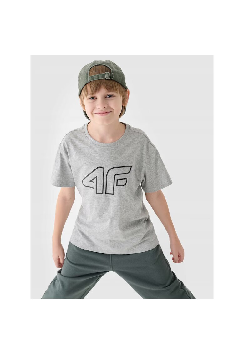 4F Tricou copii - oversized - gri - bumbac