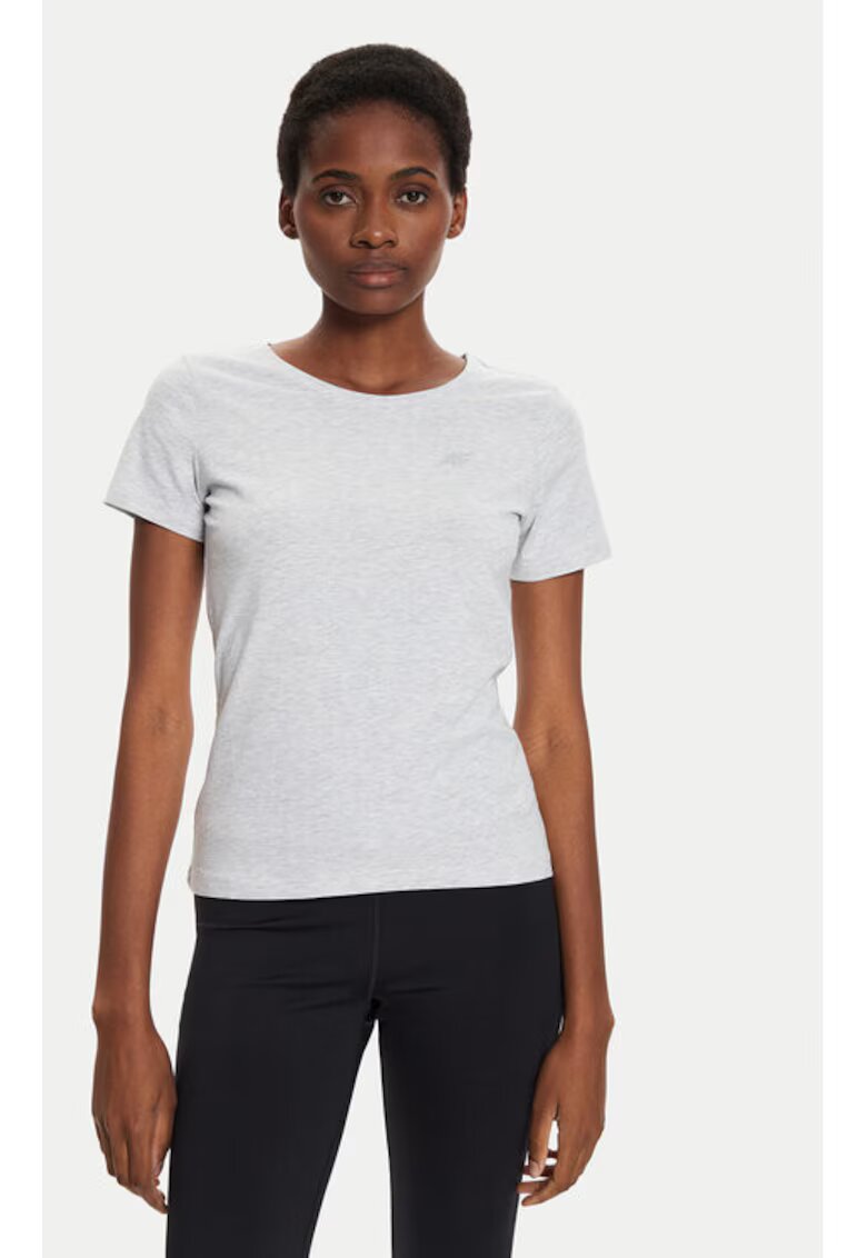 4F Tricou dama - 303942489 - Bumbac - Gri - Gri