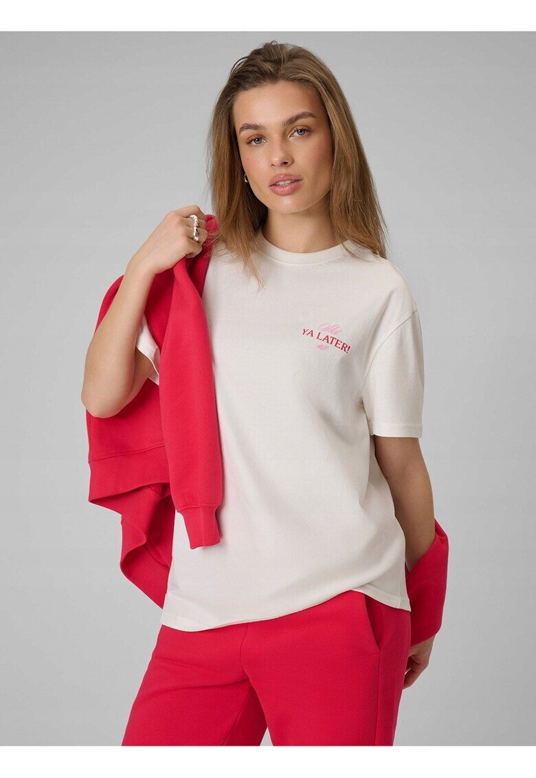4F Tricou dama bej - bumbac -