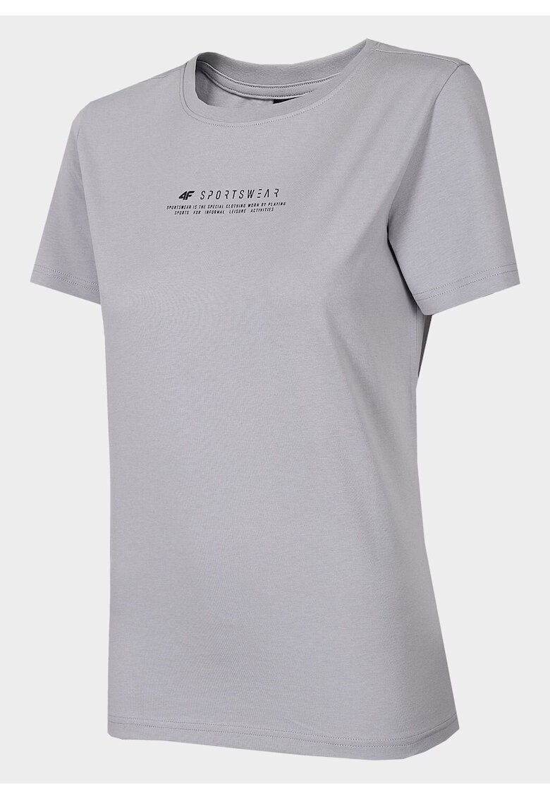 4F Tricou dama bumbac - gri deschis -