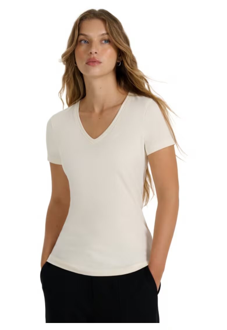 4F Tricou dama F2969 crem - design modern