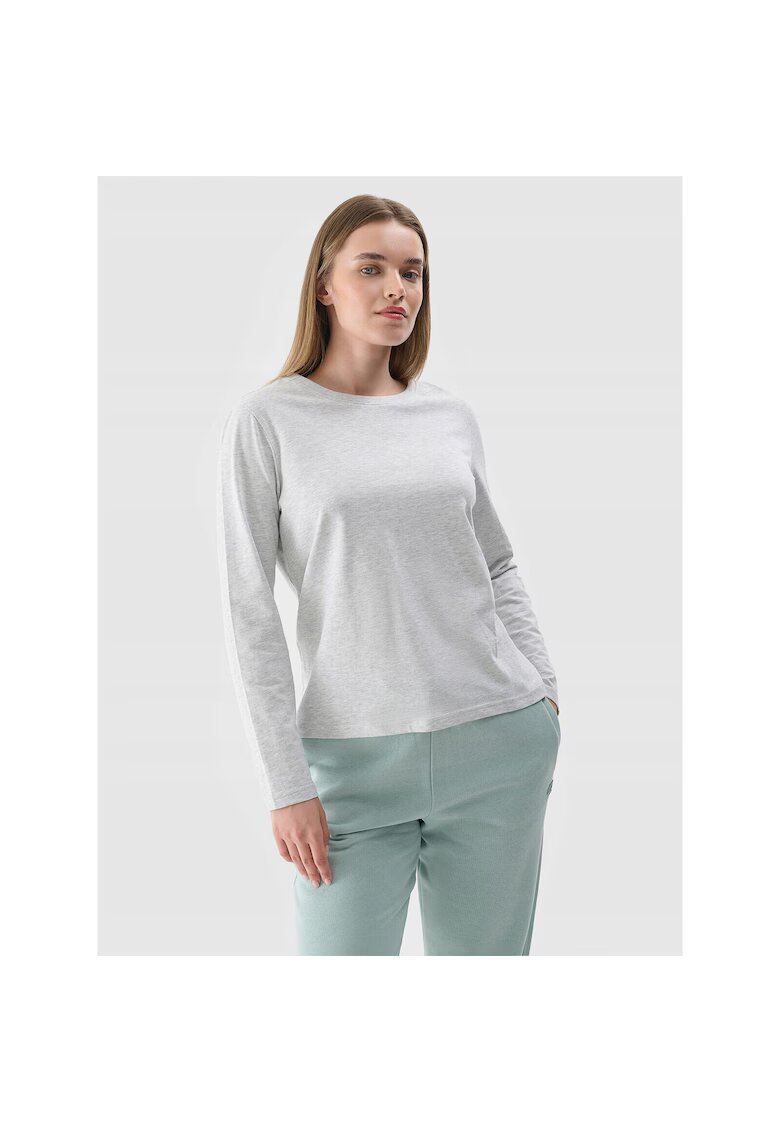 4F Tricou Dama Oversize Maneca Lunga Gri Deschis - Bumbac - Casual & Sportstyle - XS-XXL