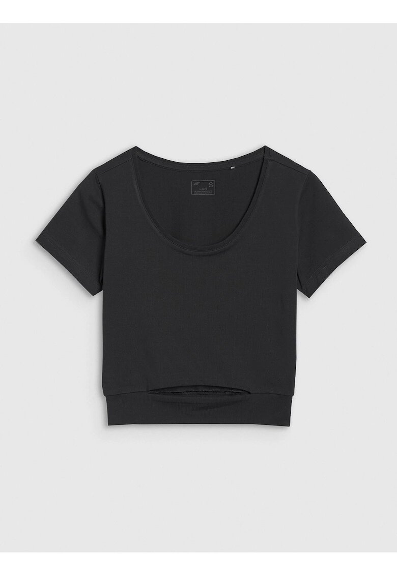 4F Tricou dama scurt - negru - bumbac - Negru