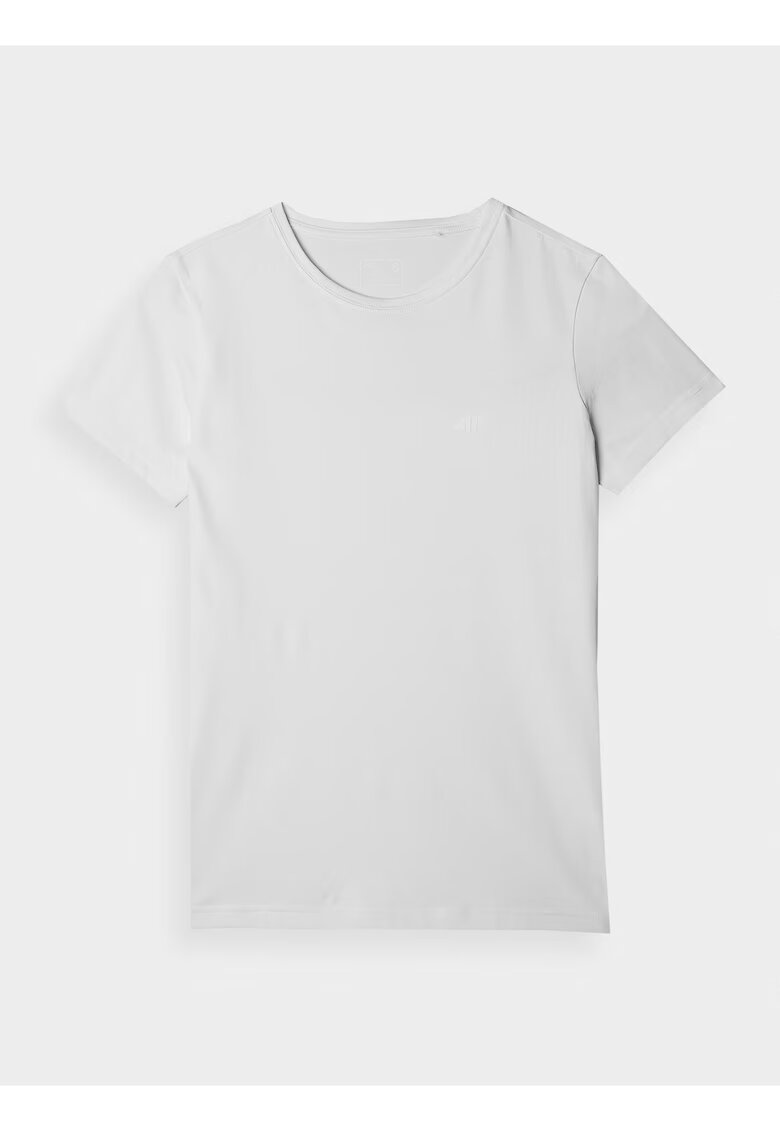 4F Tricou dama slim alb - bumbac elastic - Alb