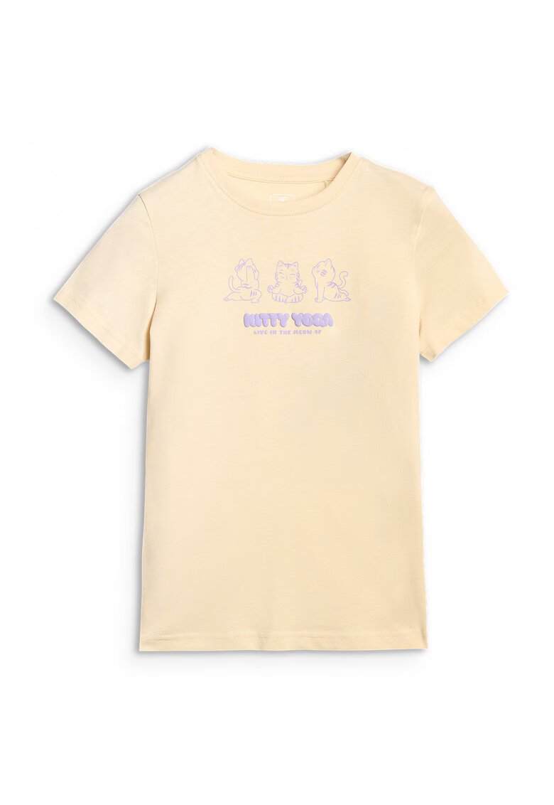 4F Tricou Fete Bumbac Imprimeu - Junior - 37945 - Crem