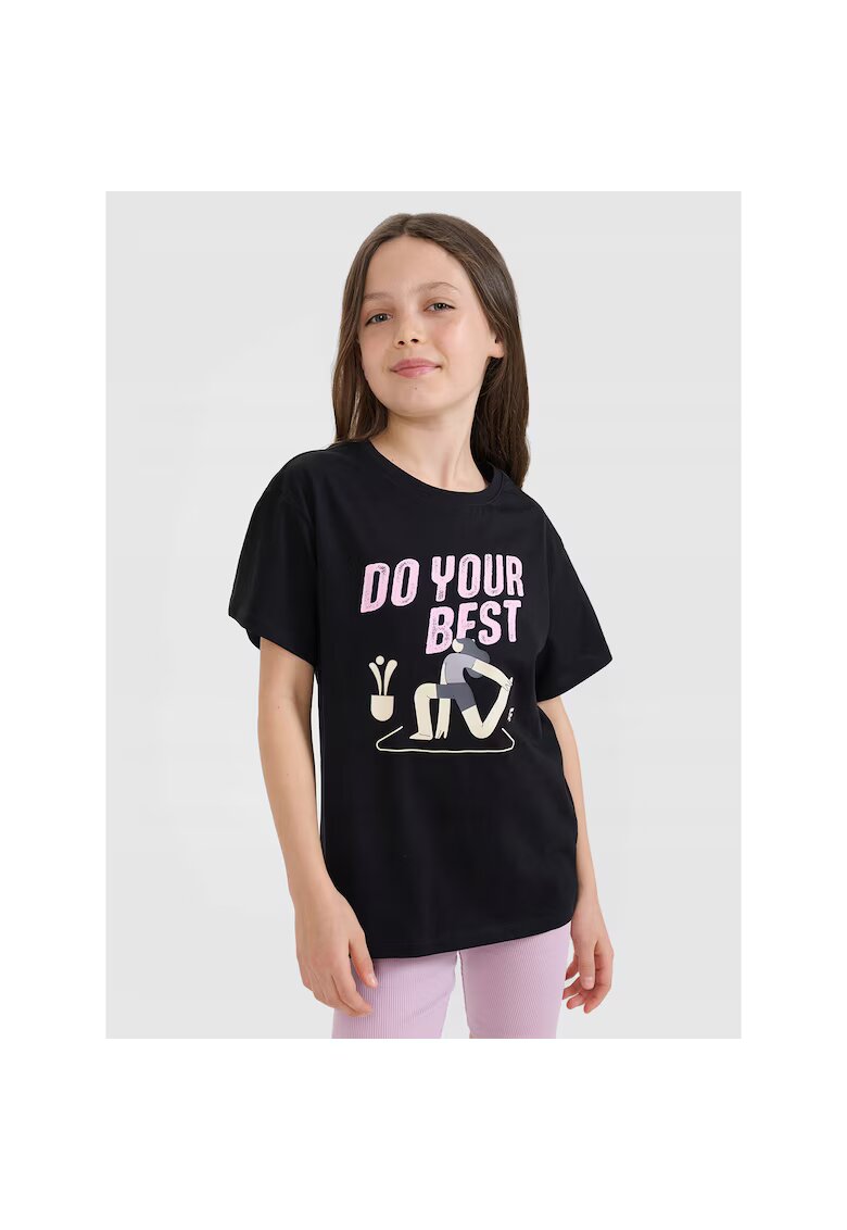 4F Tricou fete JRSS25TTSHF2644-20S - - Bumbac - Negru