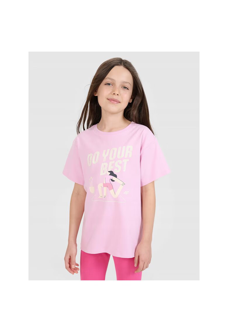 4F Tricou fete JRSS25TTSHF2644-56S - - Bumbac - Roz