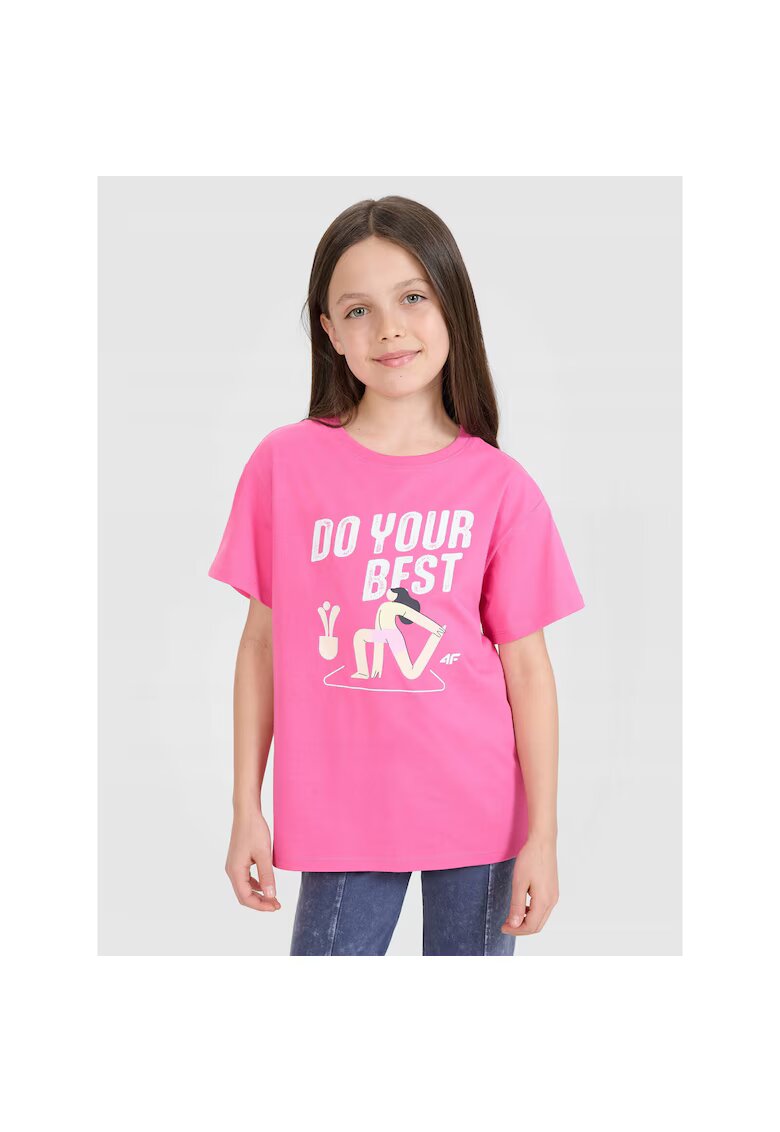 4F Tricou fete JRSS25TTSHF2644 - Bumbac - Roz - Roz