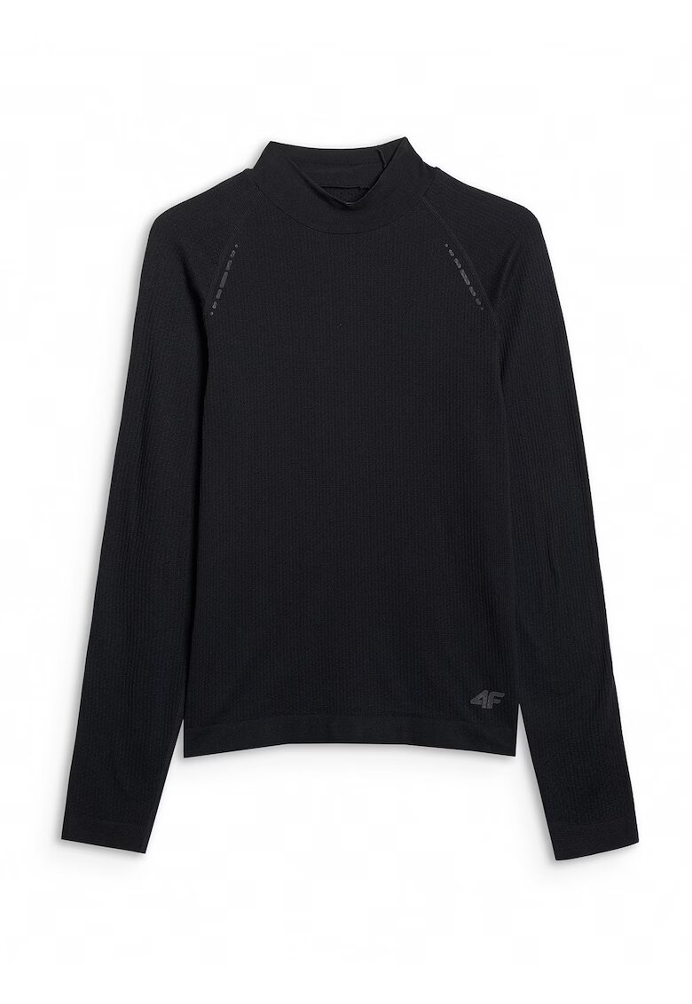 4F Tricou Negru pentru Barbati cu Maneci Lungi - Tehnologie Dry & Skin - Reflectorizant - Trail Running - Slim Fit - Sezon AW25
