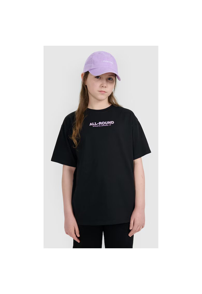 4F Tricou Oversize Fete Bumbac - 49123 - Negru