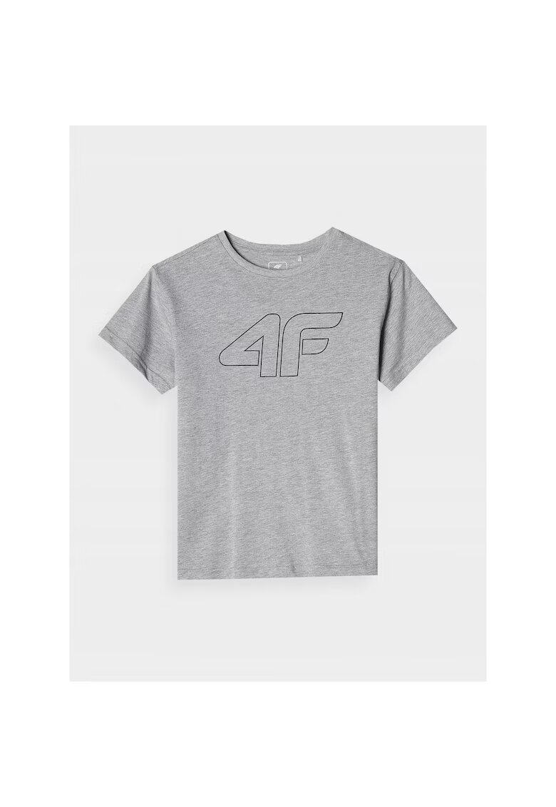 4F Tricou Oversized pentru fete - gri - bumbac - croiala lejera