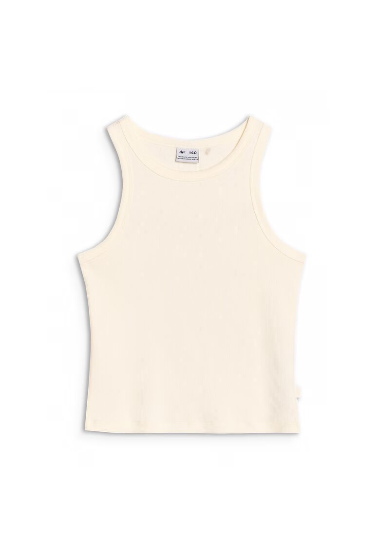 4F Tricou pentru fete - bumbac - alb - primavara-vara 2025