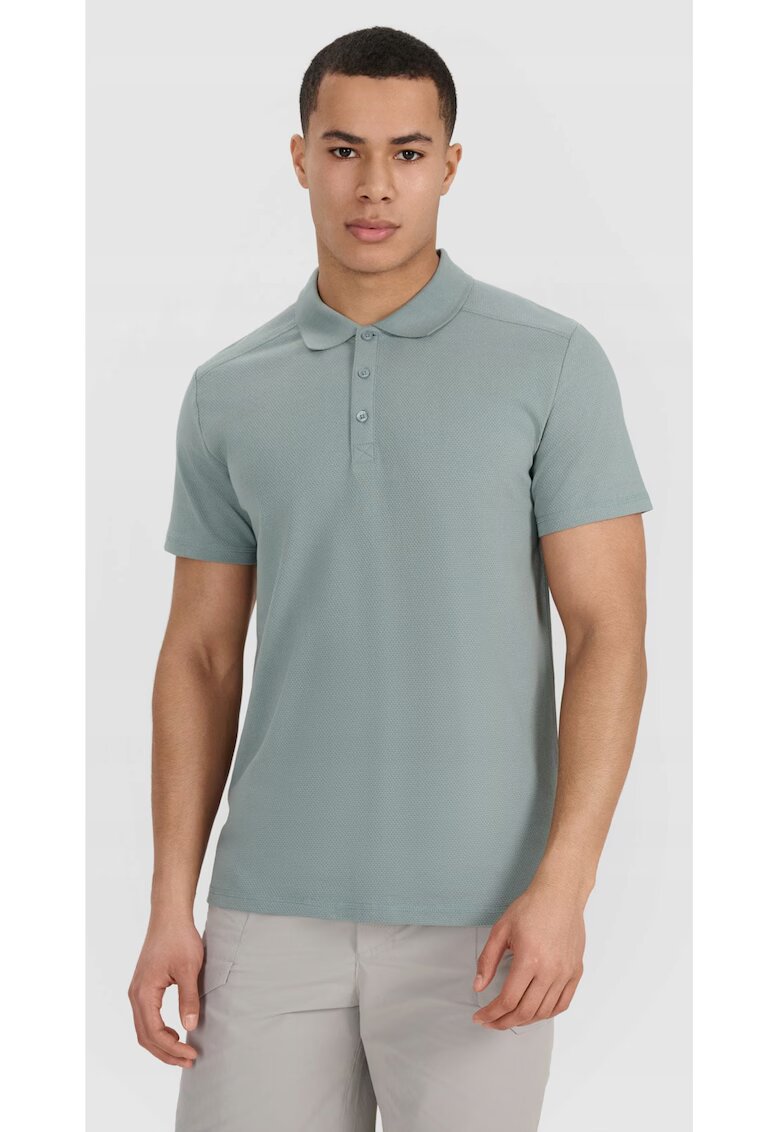 4F Tricou polo barbat kaki - bumbac - croiala regulata - gri