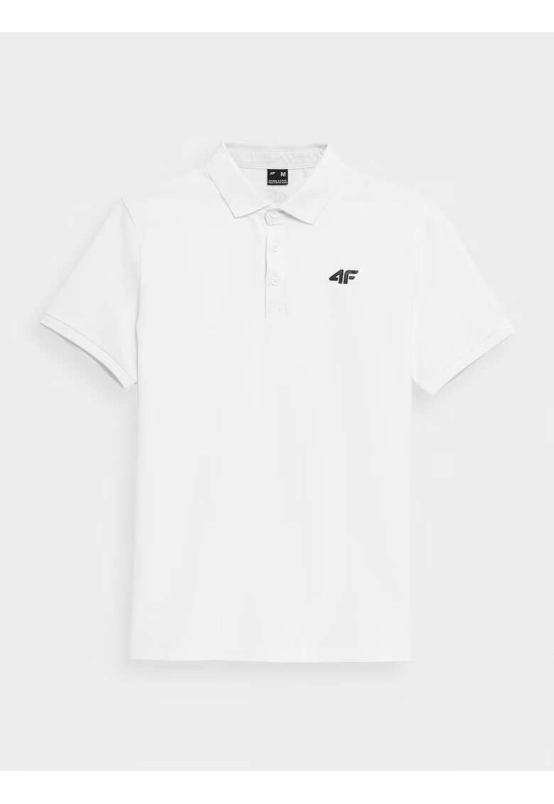 4F Tricou polo barbat M366 - bumbac - alb - croiala regulata