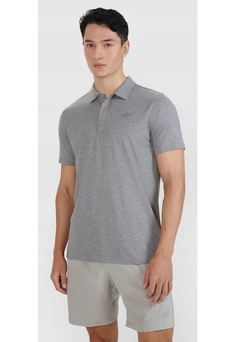 4F Tricou polo barbati croiala obisnuita - uscare rapida -gri - material sintetic - Gri deschis
