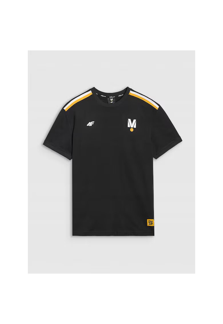 4F Tricou sport regular - imprimeu Drift Masters - negru - bumbac 100% -