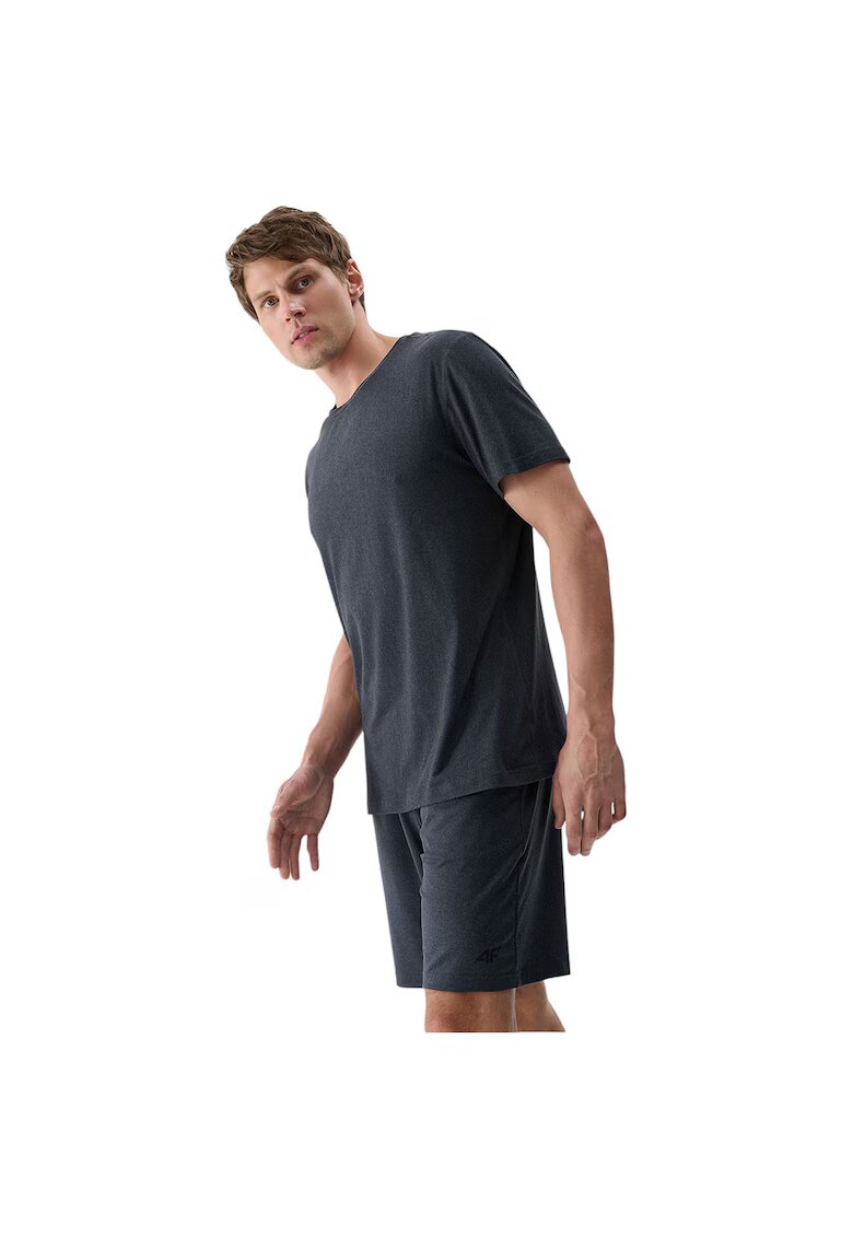 4F Tricou sportiv barbati maneca scurta - uscare rapida - negru - poliester/elastan