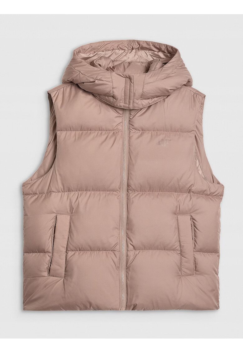 4F Vesta din puf bej - umplutura naturala - croiala oversize - hidrofoba