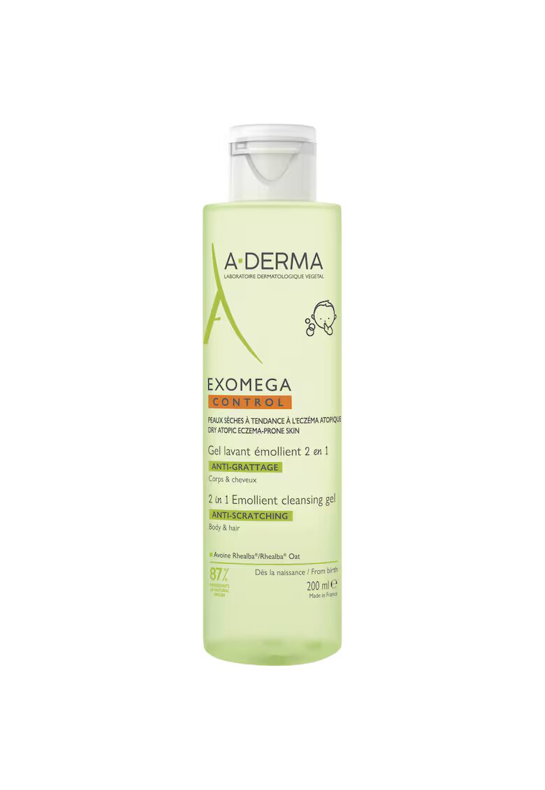 A-Derma Gel de curatare Exomega Control pentru piele uscata si atopica -pentru copii - 200 ml