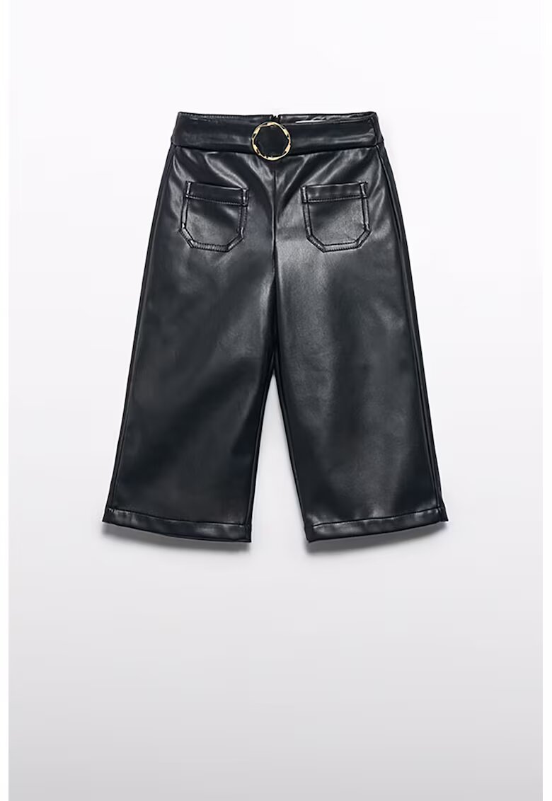 Abel & Lula Pantaloni de piele ecologica cu croiala ampla - Negru