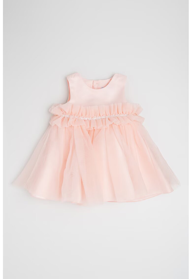 Abel  Lula Rochie evazata cu dantela crosetata - Roz pastel