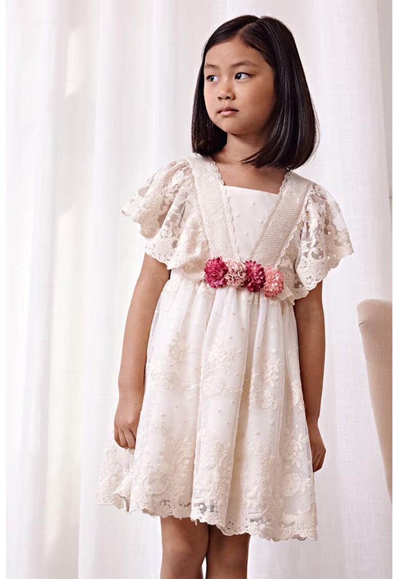 Abel & Lula Rochie evazata cu maneci butterfly - Crem