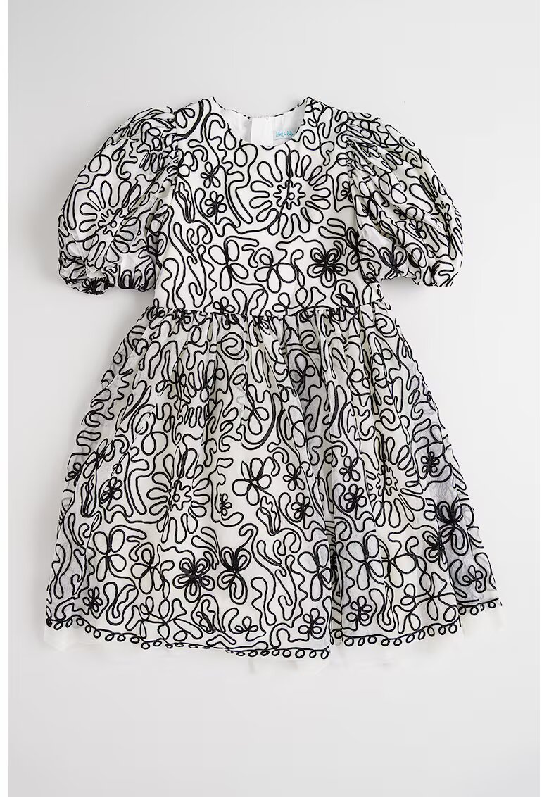 Abel  Lula Rochie evazata cu model - Alb/Negru