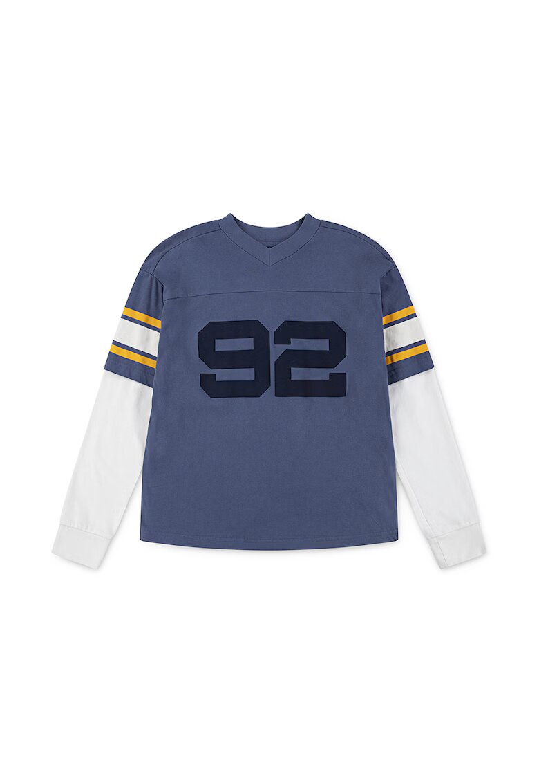 Abercrombie  Fitch Bluza cu aspect 2 in 1 cu logo - Albastru pastel/Galben/Alb murdar
