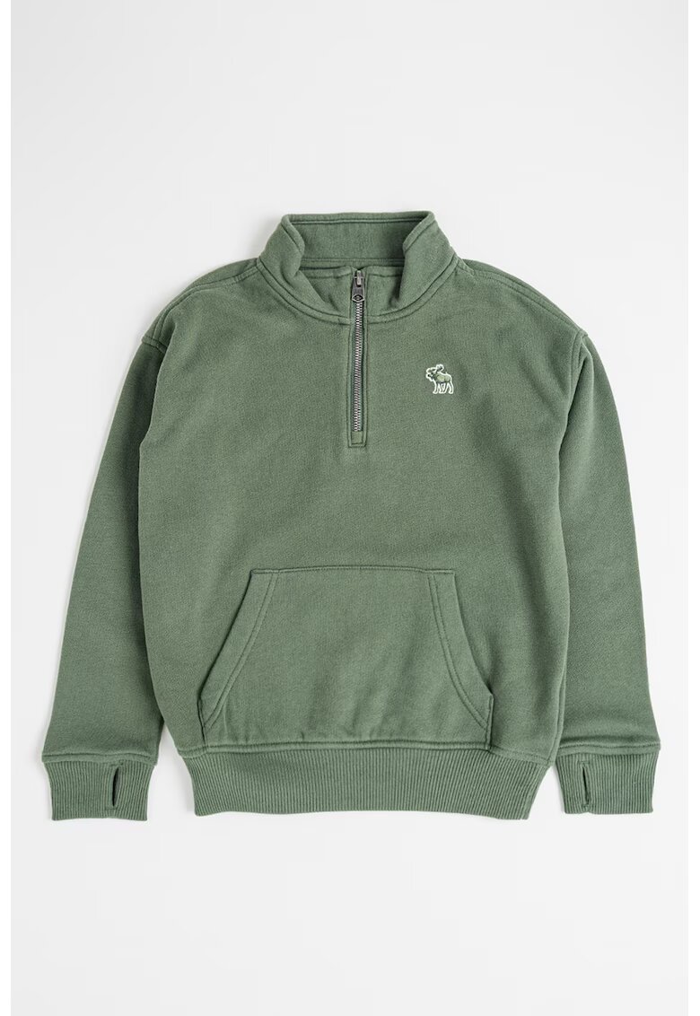 Abercrombie & Fitch Bluza de trening cu fenta cu fermoar si fente pentru degetele mari - Kaki pal