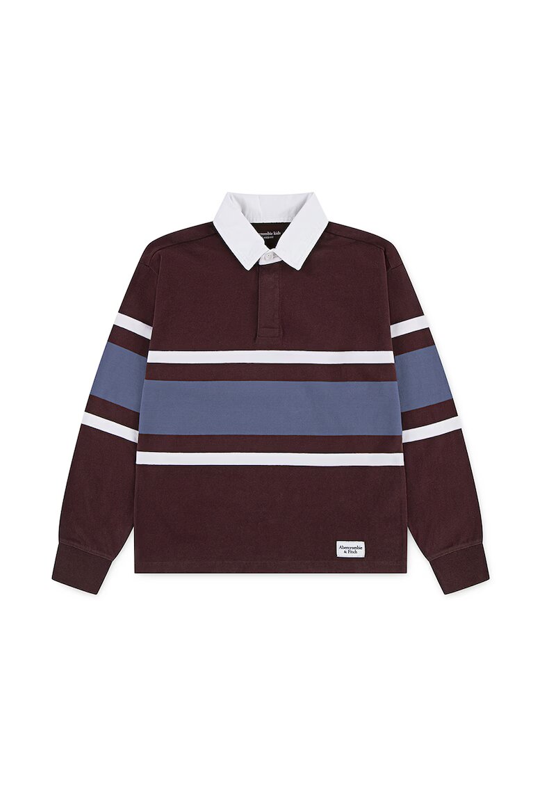 Abercrombie & Fitch Bluza polo in dungi - Alb/Albastru pastel/Violet pruna