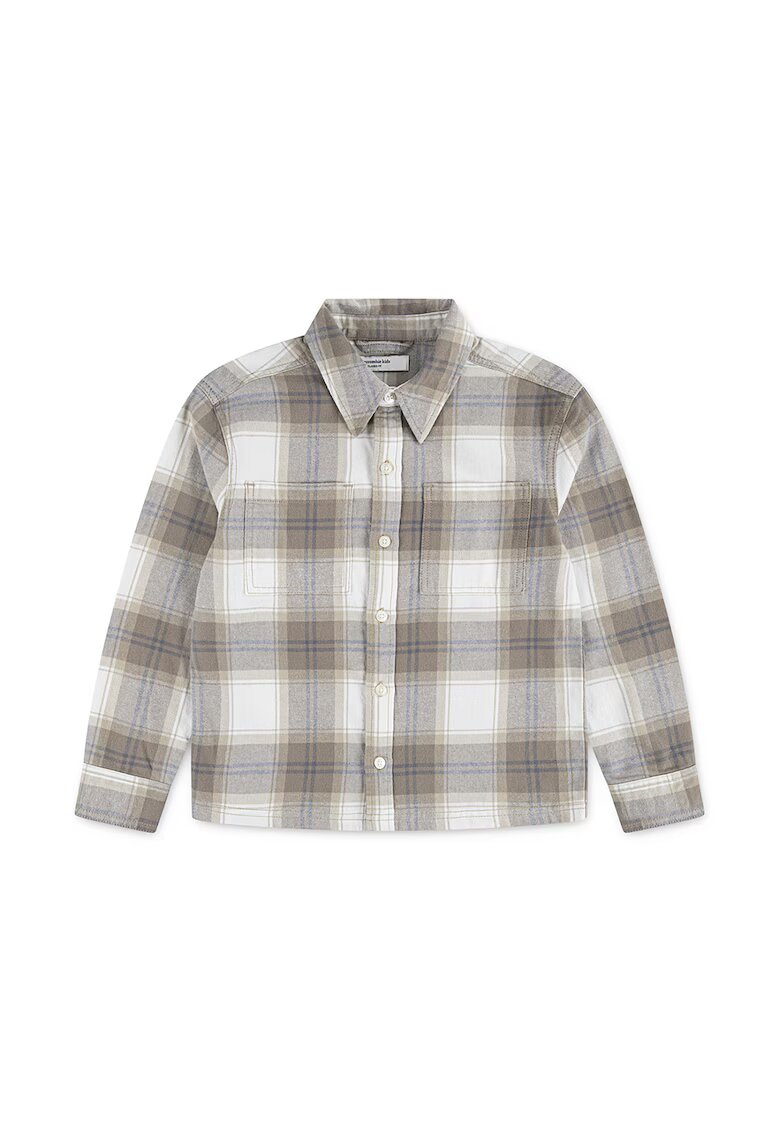 Abercrombie  Fitch Camasa de bumbac cu model in carouri - Maro taupe deschis/Alb murdar/Albastru