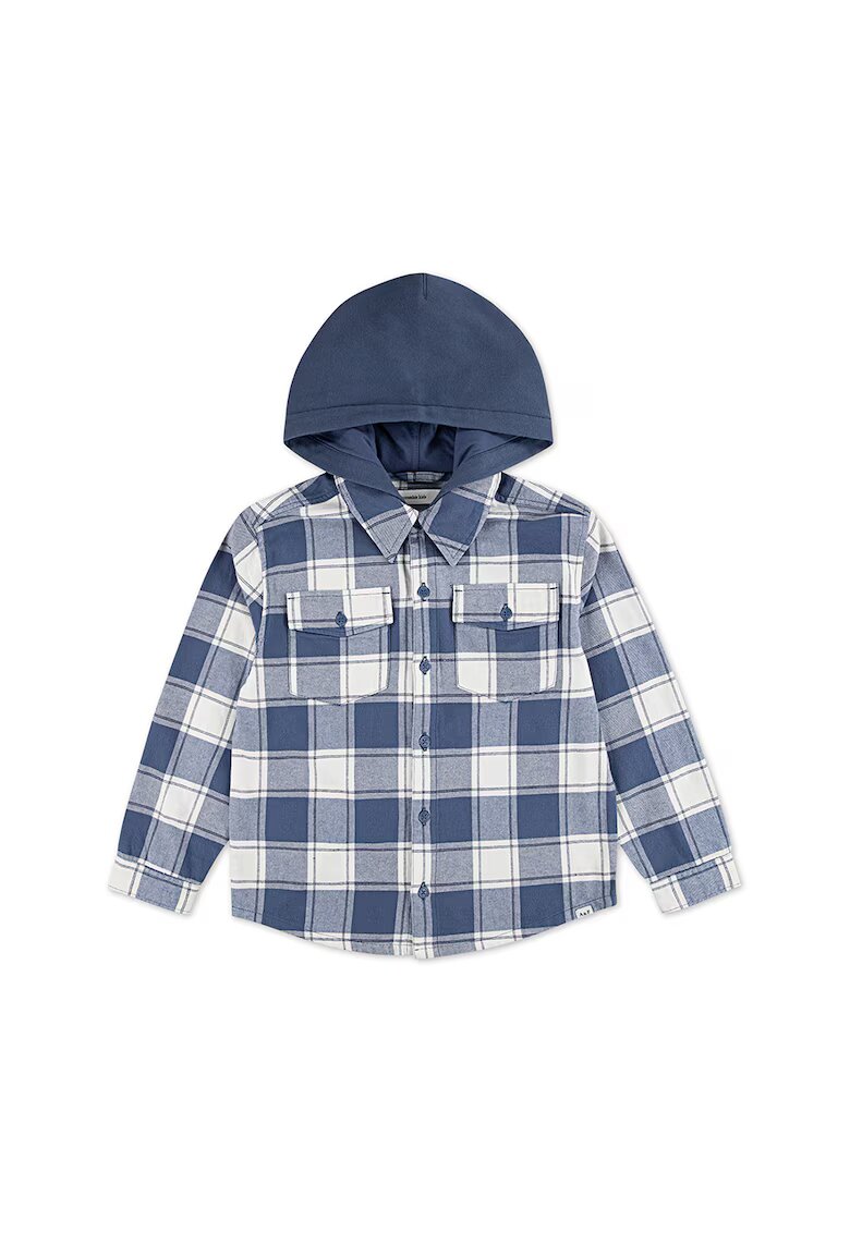 Abercrombie  Fitch Camasa in carouri cu gluga - Albastru inchis/Alb murdar
