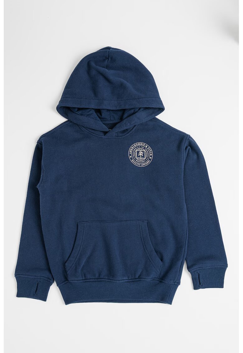 Abercrombie & Fitch Hanorac cu imprimeu logo si anouri pentru degete - Bleumarin