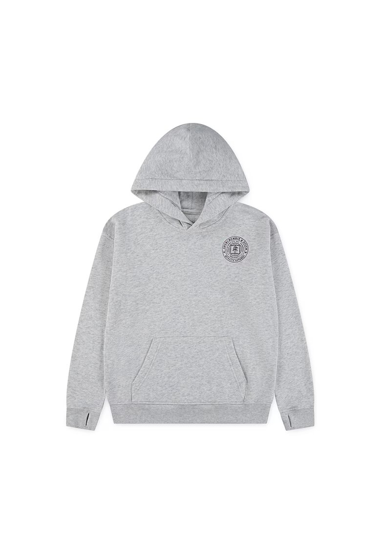Abercrombie  Fitch Hanorac cu imprimeu logo si anouri pentru degete - Visiniu/Gri melange