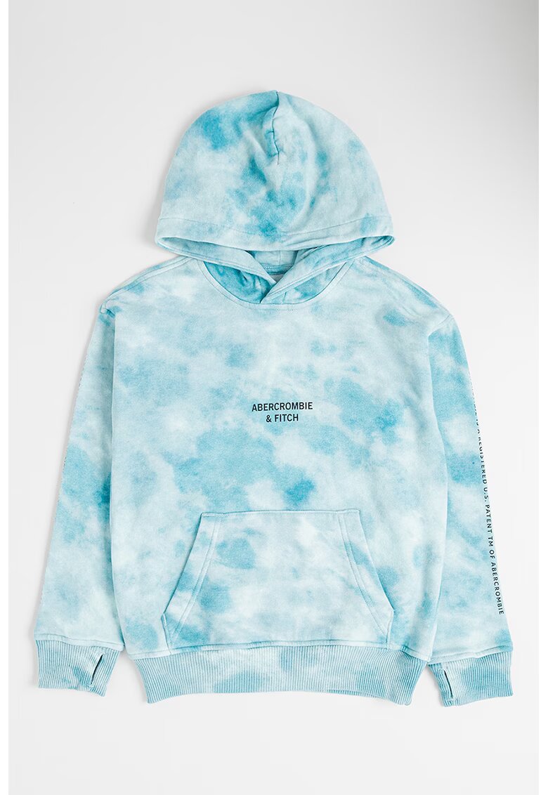 Abercrombie & Fitch Hanorac din amestec de bumbac cu model tie-dye - Albastru aquamarin