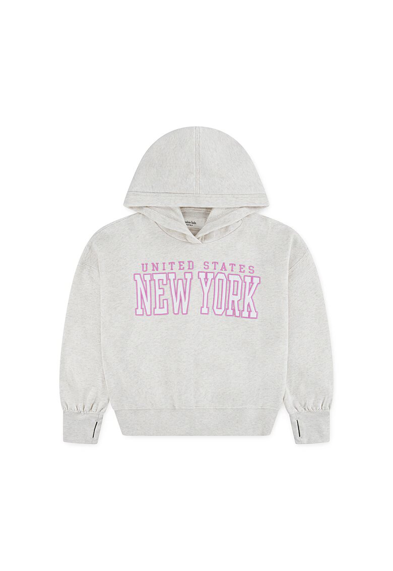 Abercrombie  Fitch Hanorac din amestec de bumbac cu text - Bej deschis melange/Roz