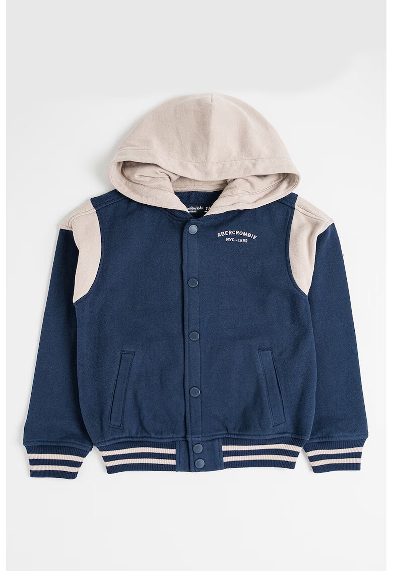 Abercrombie & Fitch Jacheta varsity cu gluga - Maro nisip/Bleumarin