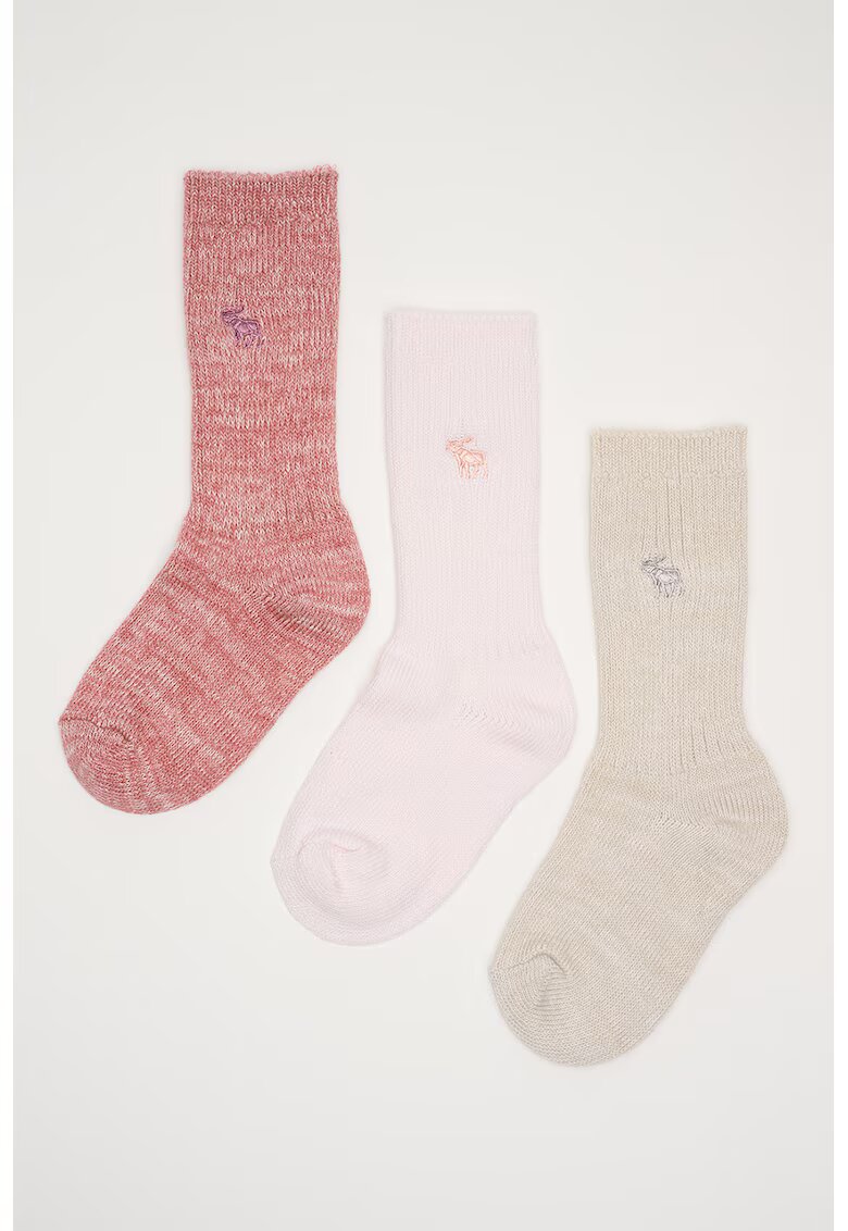Abercrombie & Fitch Set de sosete din amestec de bumbac - 3 perechi - Bej/Roz