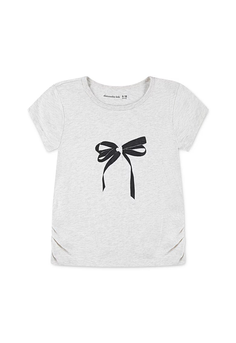 Abercrombie  Fitch Tricou cu imprimeu si insertie elastica laterala - Negru/Gri deschis melange